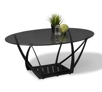 M2 Kollektion Mona Tavolino da Salotto, Metallo Vetro, Nero, B/H/T=100x40x60cm