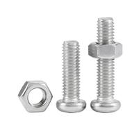 M2 M2.5 M3 M3.5 M4 304 Acciaio inossidabile Set di viti e dadi a due pezzi Bullone a testa cilindrica con croce esagonale Combinazione(6mm -30sets,M3)