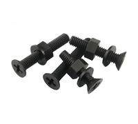 M2 M2.5 M3 M4 M5 M6 Bullone a testa svasata piatta con dado e rondelle in nylon nero, set di combinazioni(Black 50Sets,M4x20mm)