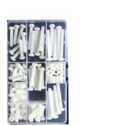 M2 M2.5 M3 M4 M5 Vite in nylon bianco, dado, rondella, set di viti in nylon, testa svasata, testa cilindrica, croce, bullone, plastica, Phillips, isolato(M6 (1 set))