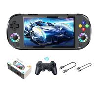 M22 Pro Console di gioco portatile Retro con oltre 30000 giochi, oltre 30 emulatori, schermo IPS da 5 pollici con 16 milioni di colori RGB, doppio controller wireless 2.4G, sistema EmuELEC (Nero128G)