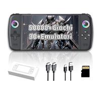 M27 Console di gioco portatile retrò, oltre 50000 giochi,oltre 30 emulatori, schermo IPS da 7 pollici con risoluzione 1024*600P, console di gioco portatile, sistema EmuELEC,3000mAh (Nero-256G)