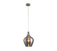 M2OUTLET - Lampadario a sospensione LA BURBUJA 20169, Ø 22 cm, nichel opaco, vetro fumoso