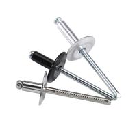 M3.2-M5 Alluminio Nero/Acciaio Inossidabile SUS304 Pop Open End Tappo Flangiato Grande Rivetto Cieco Testa A Cupola Rivetto Autocollegante(White Aluminum,20Pcs M4x25)