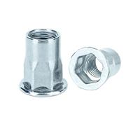 M3-Halbsechskant-Nietmuttern, 200 Stück, blau-weiß verzinkt, Flachkopf-Gewindeeinsatzmuttern für Befestigungsteile, Hardware-Zubehör