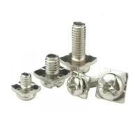 M3 M3.5 M4 PM Rondella quadrata Due viti combinate Testa tonda Testa cilindrica Pad Viti piccole nichelate-M3.5x10x8mm (10 pezzi)