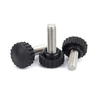 M3 M4 M5 M6 M8 304 Acciaio inossidabile Vite a testa tonda zigrinata Vite a testa zigrinata in gomma Manopola Bullone di serraggio manuale in plastica(M6 x 16mm (10PCS),Head Diameter 22mm)