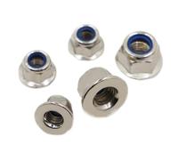M3 M4 M5 M6 M8 Acciaio nichelato Filettato metrico Inserto in nylon Dadi flangiati esagonali Dado di bloccaggio autobloccante Dado di bloccaggio ruota(M4 10pcs)