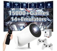 M300 Pro Proiettore portatile intelligente con WIFI e Bluetooth,15000+ giochi,14 emulatori,Android 11,RK3326, proiettori GAME 1024*600P,con 2 controller wireless,home theater&outdoor (Scatola bianca)
