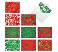 M3261 Fleur De Noel: 10 Assorted Blank Christmas Note Cards Featuring Swirling Seasonal Patterns, w/White Envelopes. by The Best Card Company