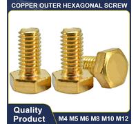 M4 M5 M6 M8 M10 M12 Vite esagonale esterna in rame puro Rame DIN933 Bullone a testa piatta esagonale per mobili Elettrodomestici