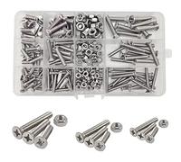 M4/M5/M6 Vite e Dado Acciaio Inox 304, 204 Pezzi 16/25/30mm Vite a Testa Svasata Piana a Croce Filettatura Completa Bullone Meccanico Kit di Assemblaggio di Dispositivi di Fissaggio