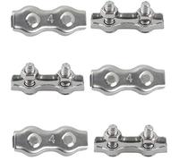 M4 Morsetto Duplex Morsetto Cavo a Fune Acciaio Inox 304 Fune Metallica Clip 2 Bulloni per Cavi per Funi Filo Stendibiancheria per Esterno Fisse Vele da Sole 6 pezzi