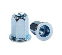 M4 Sechskant-Nietmuttern, 200 Stück, blau-weiß verzinkt, Flachkopf-Gewindeeinsatzmuttern für Möbel, Automobil, Dekoration, Elektrotechnik und Industrie