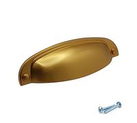 M4TEC maniglie a conchiglia per ante armadio, per mobili cucina, cassetti, mobili camera da letto, finitura Ottone Spazzolato. VD8 serie. Distanza tra i fori: 96 mm
