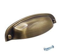 M4TEC set da 10 maniglie a conchiglia per ante armadio, per mobili cucina, cassetti, mobili camera da letto, finitura Ottone Antica. VD8 serie. Distanza tra i fori: 96 mm