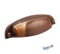 M4TEC set da 10 maniglie a conchiglia per ante armadio, per mobili cucina, cassetti, mobili camera da letto, finitura Rame Spazzolato. VD8 serie. Distanza tra i fori: 96 mm