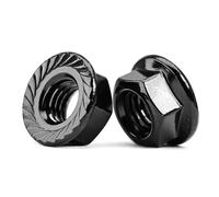 M5-0,8 Dadi Esagonali Flangiati Seghettati, Dadi Flangiati Esagonali in Acciaio Inox 304 Ossido Nero, Controdadi Esagonali Metrici, DIN6923 (50 Pezzi)