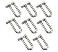 M5 - Grillo lungo ad anello a D in acciaio inossidabile 304, con perno a vite per la movimentazione di materiali, accessori per sartiame, catene e corde di collegamento (confezione da 8)