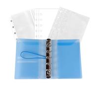 M5 Mini Loose Leaf Binder Set, Cash Stuffing & Planning - Clear Blue | 10 protezioni trasparenti per fogli, 1 tasca opaca e 40 fogli di ricarica vuoti, copertina in polipropilene resistente