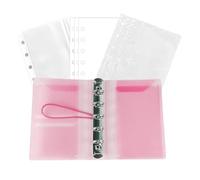 M5 Mini Loose Leaf Binder Set, Cash Stuffing & Planning - Clear Pink | 10 protezioni trasparenti per fogli, 1 tasca opaca e 40 fogli di ricarica vuoti, copertina in polipropilene resistente