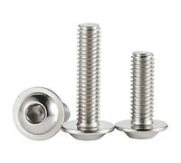 M6-1,0 x 10 mm con testa a bottone flangiata, viti a vite a testa cilindrica, in acciaio inox 304 18-8, attacco a brugola, finitura brillante, completamente filettata a macchina, confezione da 25