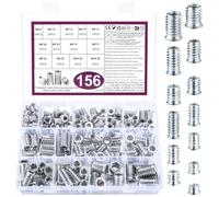 M6 M8 M10 Inserti Filettati Dado, 156 Pz Bussole Boccole Filettate per Legno, Inserto Filettato, Dadi di Fissaggio per Legno, Viti a Esagono Incassato per Mobili