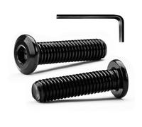 M6 x 25mm 10 Pezzi di Bulloni a Testa Piatta Esagonale, in Acciaio Inossidabile A2 V2A Finitura Ossidata Nera (con Chiavi a Brugola)