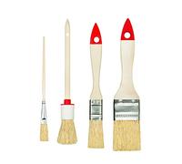 M7 Satz mit 4 Bürsten 3 flach 1 rund 0 "3/4" 1,5 "4" Serie 02 für Malerarbeiten mit Farben und Lacken Gleichmäßige Deckkraft Naturborsten, Rot