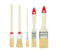 M7 Set mit 5 Pinseln 3 flach 2 rund 0 "3/4" 1,5 "2" 4 "Serie 03 für Malerarbeiten mit Farben und Lacken gleichmäßige Abdeckung Naturborsten