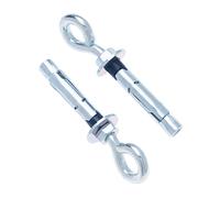 M8 Bullone a occhiello per pareti in calcestruzzo con tassello in acciaio expandabe, 10mm manicotto di metallo e 8x60mm bullone di ancoraggio a gancio con dado esagonale, per materiali solidi (6 pz)