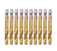 M8 HSS Screw Tap Kit - 10pcs High Speed Steel Tapping Tools with 6.8mm Drill Bits | Protective Layer for Carbon Steel/Aluminum Alloy/Copper | Hex Shank for Electric Drills
