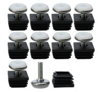M8 Leveling Feet 30 x 30mm Square Tube Insert Adjustable Furniture Glide 10 Sets