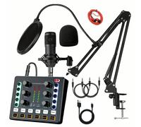 M8 Registrazione e canto Live Bluetooth Scheda audio Set, Colore: Nero + Nero Au