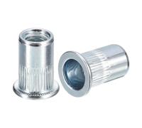 M8 Rivetto Dadi,50pz Zinco Placcato Acciaio Carbonio Zigrinato Piatto Testa