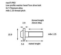 M8 X 40 Titanio Basso Profilo Torx Bullone Vite X 1.25 Ti Confezioni Nero