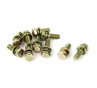 M8x25mm 8.8 Grade Yellow Zinc Plated Hex Head Bolt 10pcs w Washer