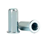 M8x26mm Sechskant-Blindnietmuttern, 30 Stück, blau-weiß verzinkt, Flachkopf-Gewindeeinsatz mit gerändeltem Körper