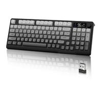 M96 Tastiera da Gioco Wireless, Dual Mode-2.4G e BT5.0, Tastiera Semi-meccanica Membrana al 90% con Display e Knob, Copritasto Sfumati PBT 94 Tasti, Rainbow Backlit, 3000mAh, Mac/Win - Moonnight