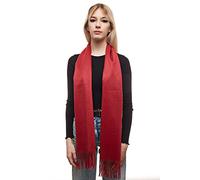 MA.AL.BI 1947 Sciarpa uomo donna 100% puro effetto lucido cashmere 37X180 cm (rosso)