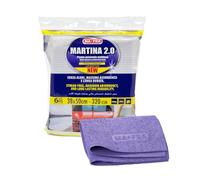 Ma-Fra 6 Pezzi Panno Martina 2.0 - Panno Gommato Multiuso Alta Assorbenza, Ideale per Asciugare e Pulire Superfici Delicate NO Aloni. Auto, Vetri, Interni, Pelle, Acciaio. Microfibra 38×50cm