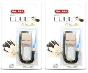 Ma-Fra, Deo Cube Vanilla, Profumatore per Auto, Fragranza alla Vaniglia, Rinfresca Abitacolo e Piccoli Ambienti, Design Elegante a Forma di Cubo e Tappo in Legno, Profumazione a Lunga Durata, 5ml
