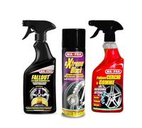 Ma-Fra Kit Decontaminazione e Cura Ruote, Fallout Iron Remover 500 ml + Pulitore Cerchi e Gomme 500 ml + Extreme Black 500 ml, Rimuove Residui Ferrosi, Pulisce Cerchi e Gomme, Effetto Bagnato Duraturo