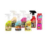 Ma-Fra Kit detergente per Trattamento Auto Interno ed Esterno. 3IN1 PLASTICA-LAST TOUCH-FAST CLEANNER -CERCHI & GOMME -3IN 1 PELLE -KILLER INSETTI, INSIEME 7 PANNI MICROFIBRA MULTIUSO 30x35 cm
