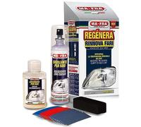 Ma-Fra, Kit Regénera Fari, Composto da 16 Carte Abrasive, Polish Lucidante e Sigillante Spray, Ripristina Aspetto Originale dei Fanali Auto e Migliora l'Efficacia delle Luci, Rimuove Effetto Opaco