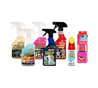 Ma-Fra Kit Trattamento Auto Interno ED Esterno. 3IN1 PLASTICA- Last Touch-Fast CLEANNER - Cerchi & GOMME - Trattamento Tessuti 3IN1 - Flash PULITORE. Insieme 7 Panni Microfibra Multiuso 30x35 cm