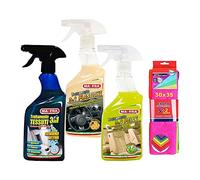 Ma-Fra Kit Trattamento Auto Interno ED Esterno. TRATTAMENTO 3IN1 PELLE- PLASTICHE- TRATTAMENTO 3IN1 TESSUTO, più 7 Panni Microfibra Multiuso 30x35 cm