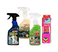 Ma-Fra Kit Trattamento Auto Interno ED Esterno. TRATTAMENTO 3IN1 TESSUTO- PLASTICHE- SGRASSANTE MULTIUSO HP 12, più 7 Panni Microfibra Multiuso 30x35 cm