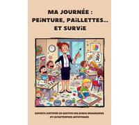 Ma journée : peinture, paillettes… et survie: Carnet de notes pour enseignante de maternelle - 6 x 9 pouces (15,24 x 22,86 cm), 100 pages, 25 lignes fines par page