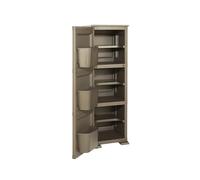 MA MAISON Armadio a Colonna in Plastica 40 x 43 x 125 cm con 3 Moduli, Anta e 3 Tasche Laterali - Mobile Multiuso Salvaspazio per Organizzazione Casa (Wengé)